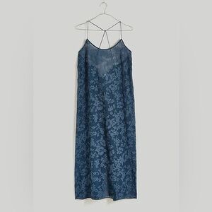 Madewell Floral Halter Cover-Up Gown Lingerie Midi Dress in Dark Shadow XS S